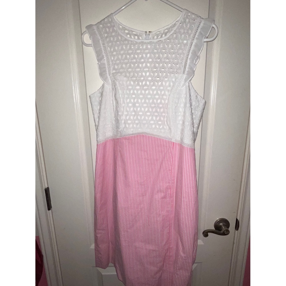 Lilly Pulitzer white and pink seersucker dress